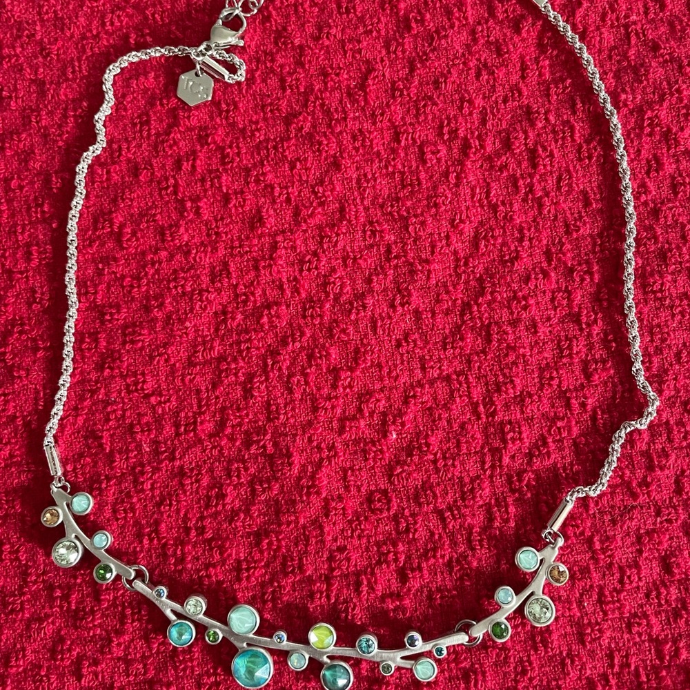 Swarovski Silver and Green Crystal Necklace